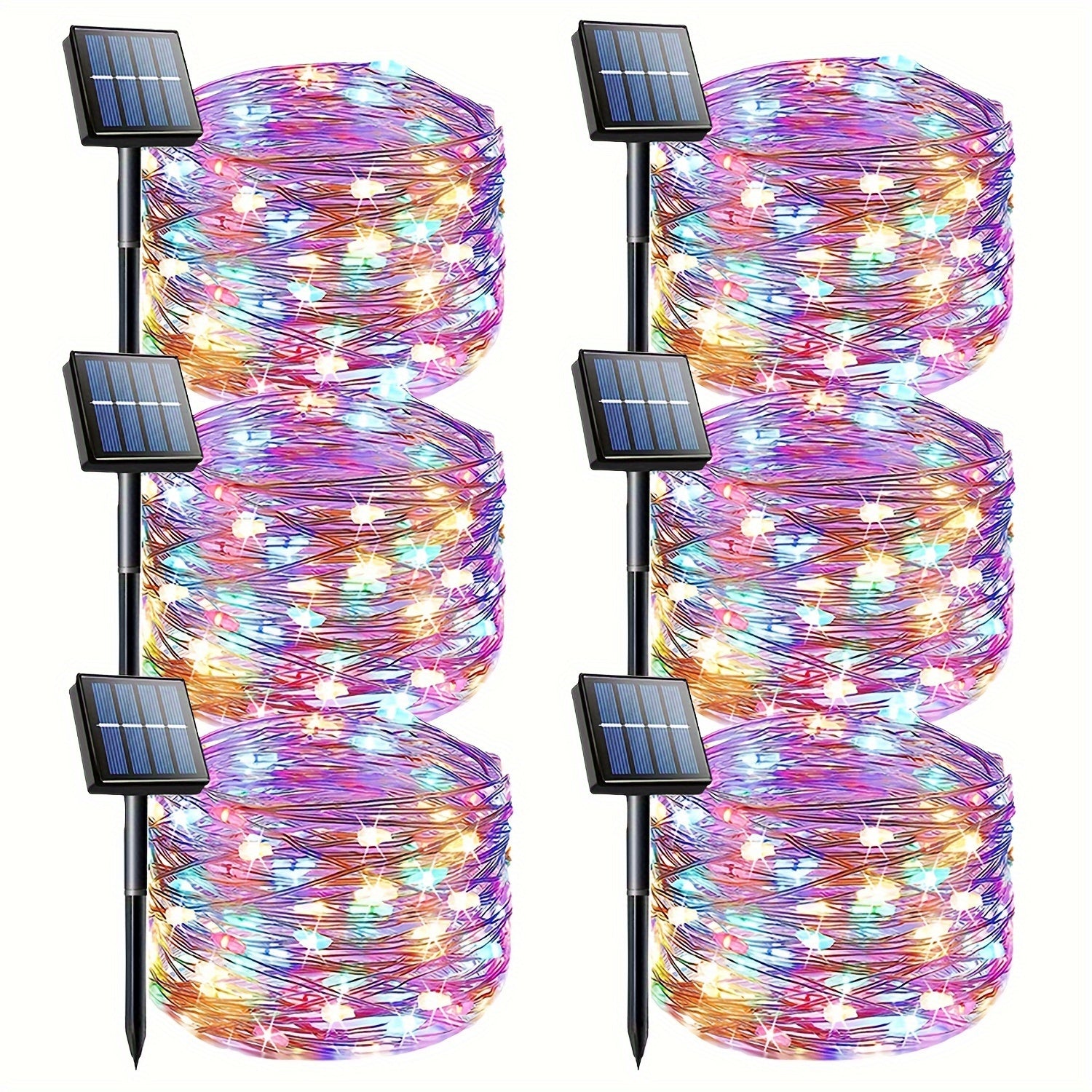 4/6 件套共 196 英尺 600 LED 太阳能仙女灯，情人节圣诞节户外 8 种模式铜线串灯，适合情人节庭院婚礼甲板后院树花园围栏泳池派对