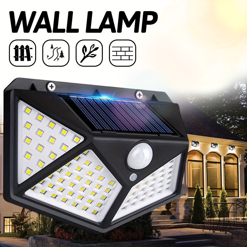 1 Pack High Brightness 100LED Motion Detection Street Light, Solar Charging Emergency Lighting, 3 Modes Outdoor Multifunctional Garden Light, Portable Wall Light, Perfect for Fences, Villas, Balconies, Pathways, Wide Area High Brightness Floodlight