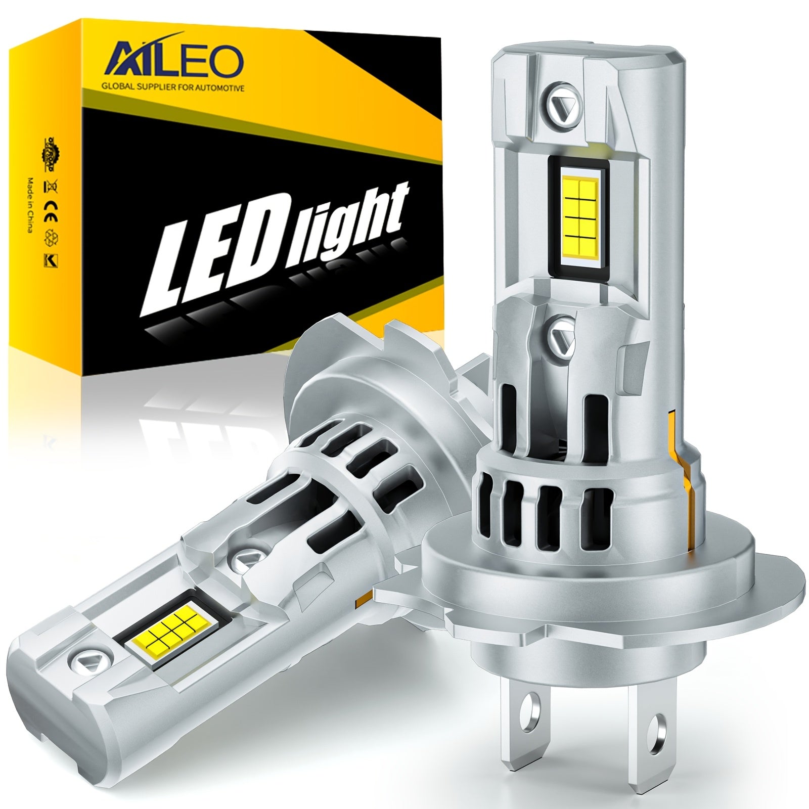 AILEO 2只装涡轮增压H7 LED大灯灯泡 120W超强功率 22000流明 超白光 6500K 12V H7汽车灯