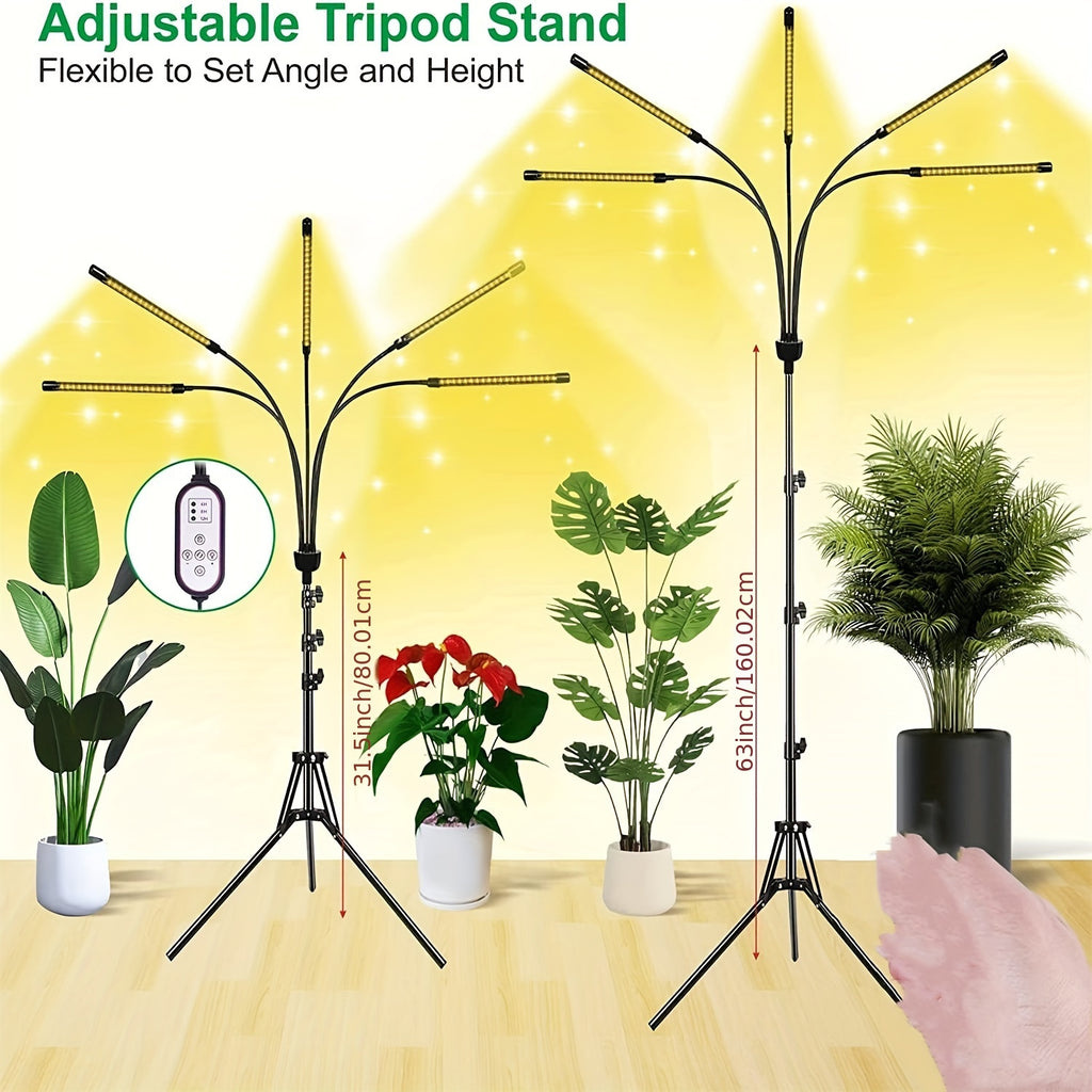 Tripod Plant Grow Light, 3000K Warm White Adjustable Stand Grow Lamp, Seedling Plant Growth Supplement Light