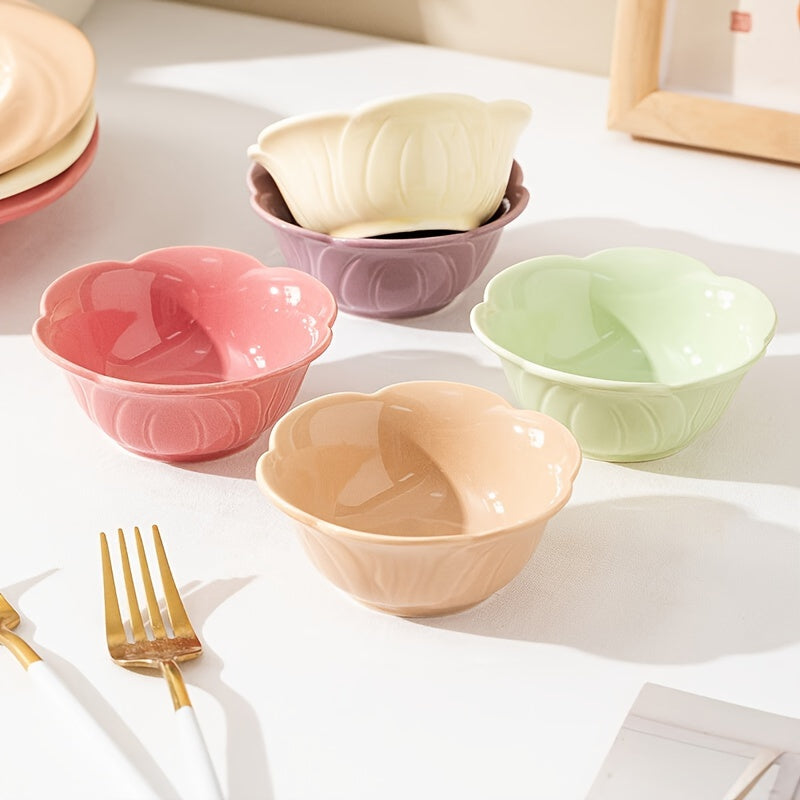 5-Piece Set – 4-Inch Colorful Ceramic Dip Plate / Dessert Plate / Fruit Dish, Microwave Safe, High Temperature Resistant, with Glazed Finish – Perfect for Kitchen & Restaurant Use