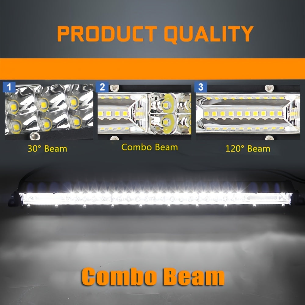 12D超薄双排15英寸黄/白光 LED 灯条-适用于越野、ATV、卡车、SUV、UTV 拖拉机和船舶LED灯，12-24V越野灯条,卡车配件