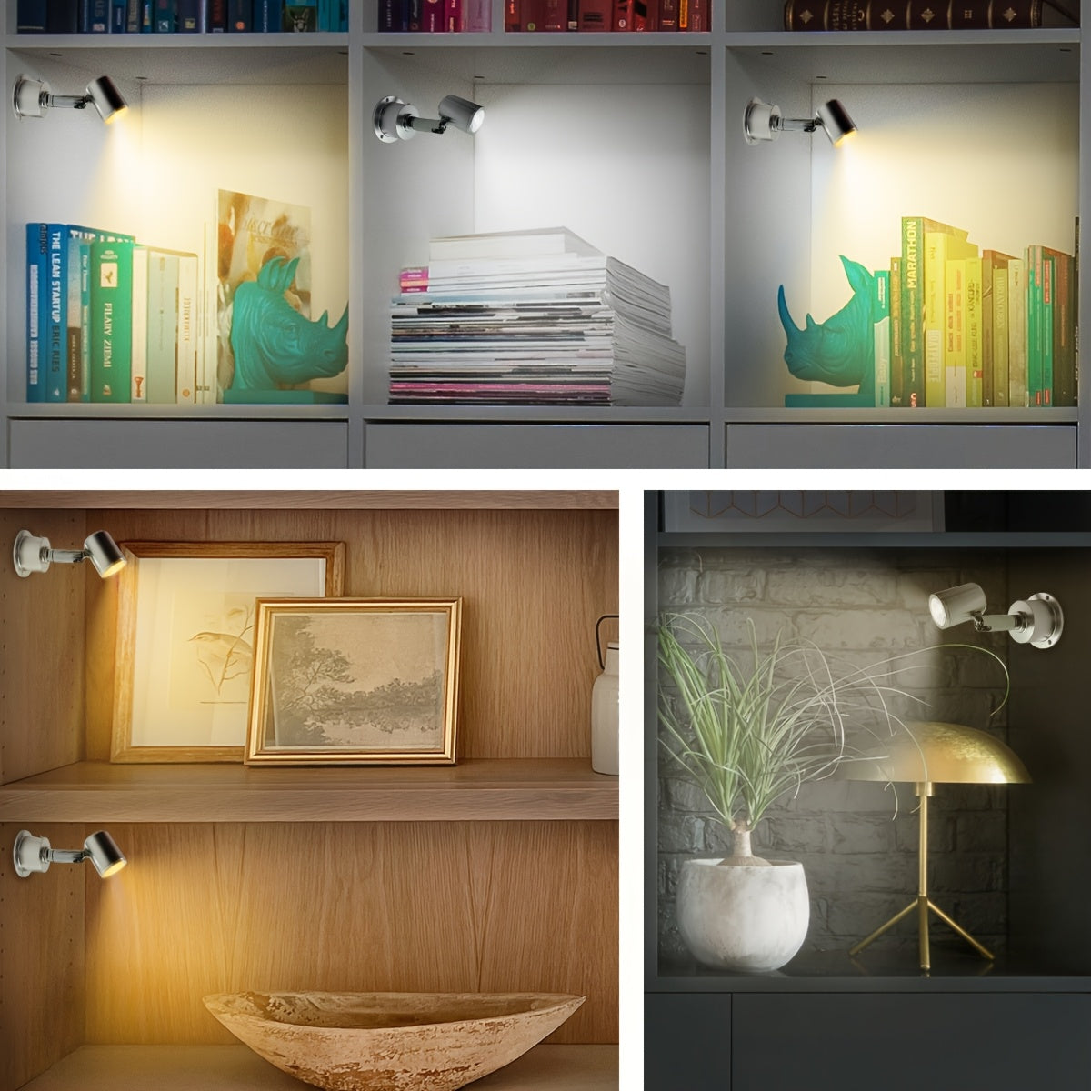 Warm white portable USB LED flood light - surface mount pendant fan-shaped light with push-button control, rotatable aluminum lampshade, suitable for cabinet, display case, jewelry lighting
