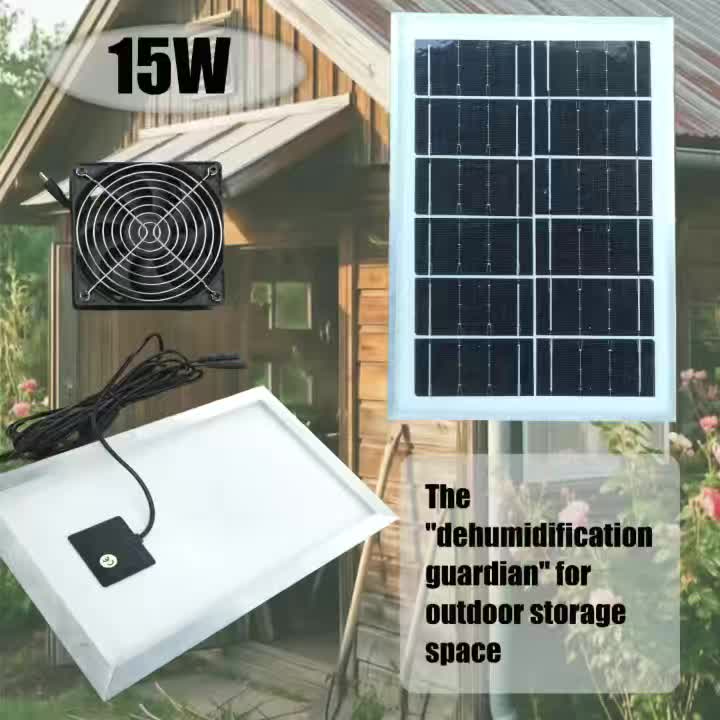 15W Portable Solar Panel with Fan | Solar Panel and Portable Cooling Fan Combo, PV Solar Panel Kit, Suitable for Greenhouse & Pet Ventilation, Outdoor Camping and Home Use | Solar Powered Fan