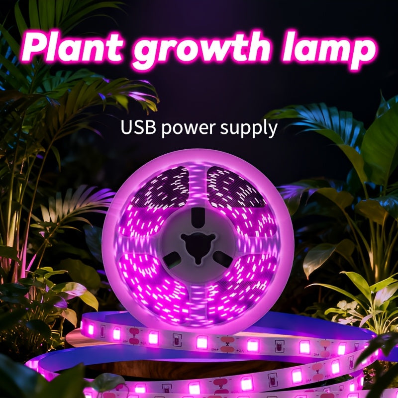 智能全光谱LED植物生长灯带——USB供电室内植物生长灯，配备LED灯带，适用于幼苗、室内植物、温室园艺，USB供电照明