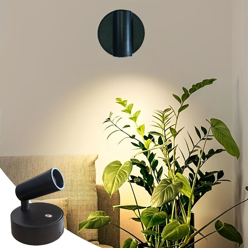 1/2Pcs Bedroom Spotlight, Black & White Shell, Rechargeable Magnetic Wall Lamp, Night Reading Light, Minimalist Decor Spotlight for Bedroom Bedside Desk Living Room Night Light