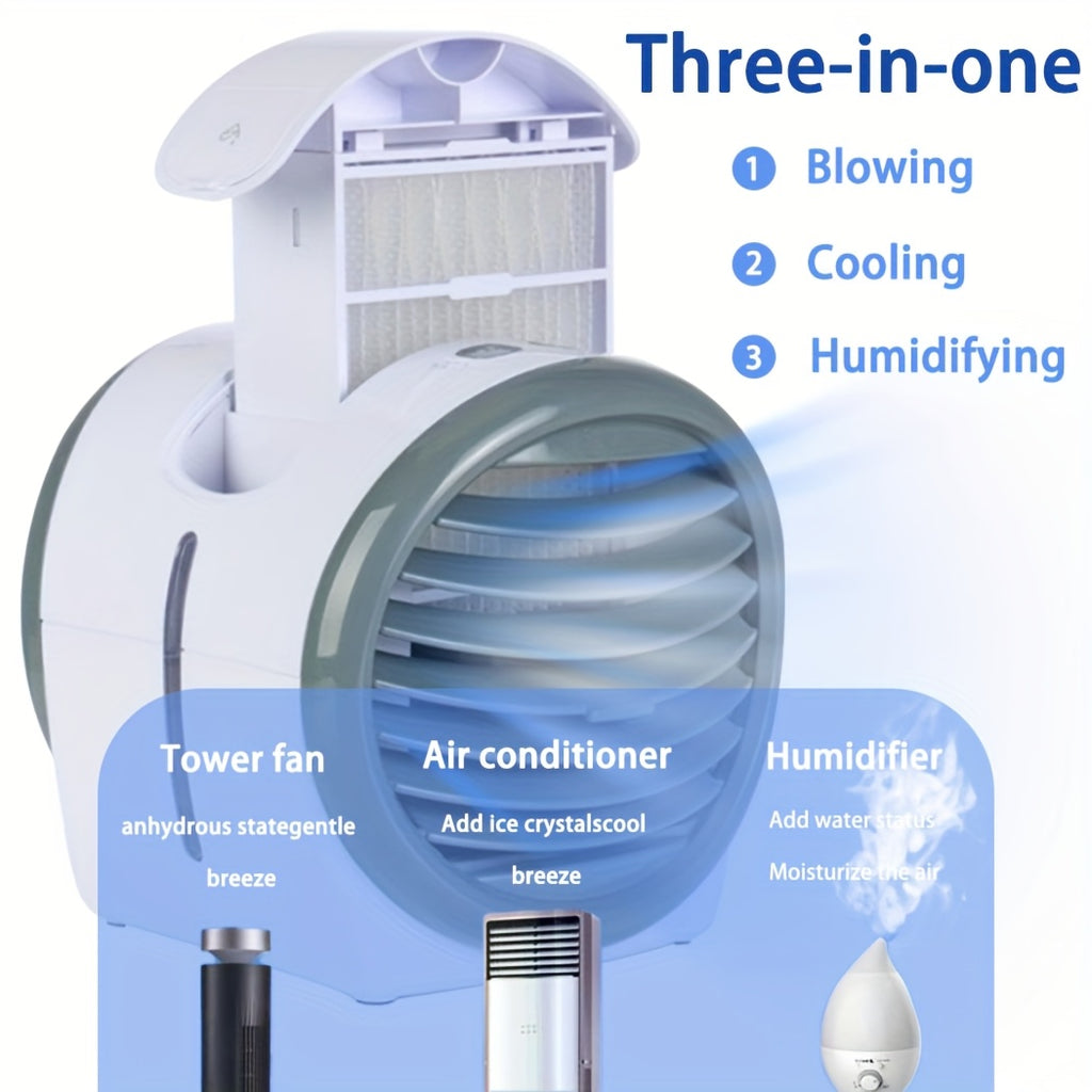 Multifunctional Portable Air Conditioner Fan, Tower Cooling Fan Mist Humidifier, Minimalist Integrated Surround Design, One Button Start, Perfect Cooling Solution for Dormitory, Ideal Festival Gift