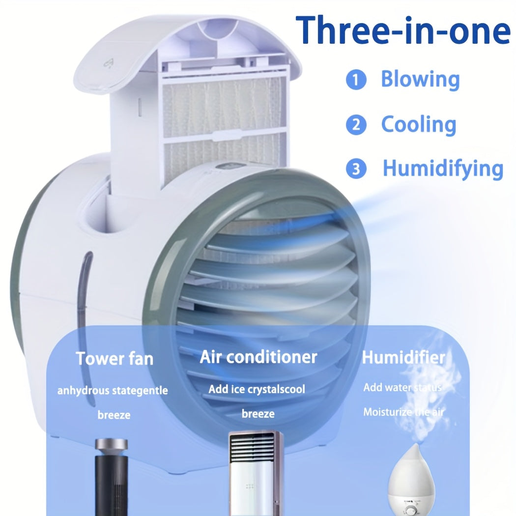 Multifunctional Portable Air Conditioner Fan, Tower Cooling Fan Mist Humidifier, Minimalist Integrated Surround Design, One Button Start, Perfect Cooling Solution for Dormitory, Ideal Festival Gift
