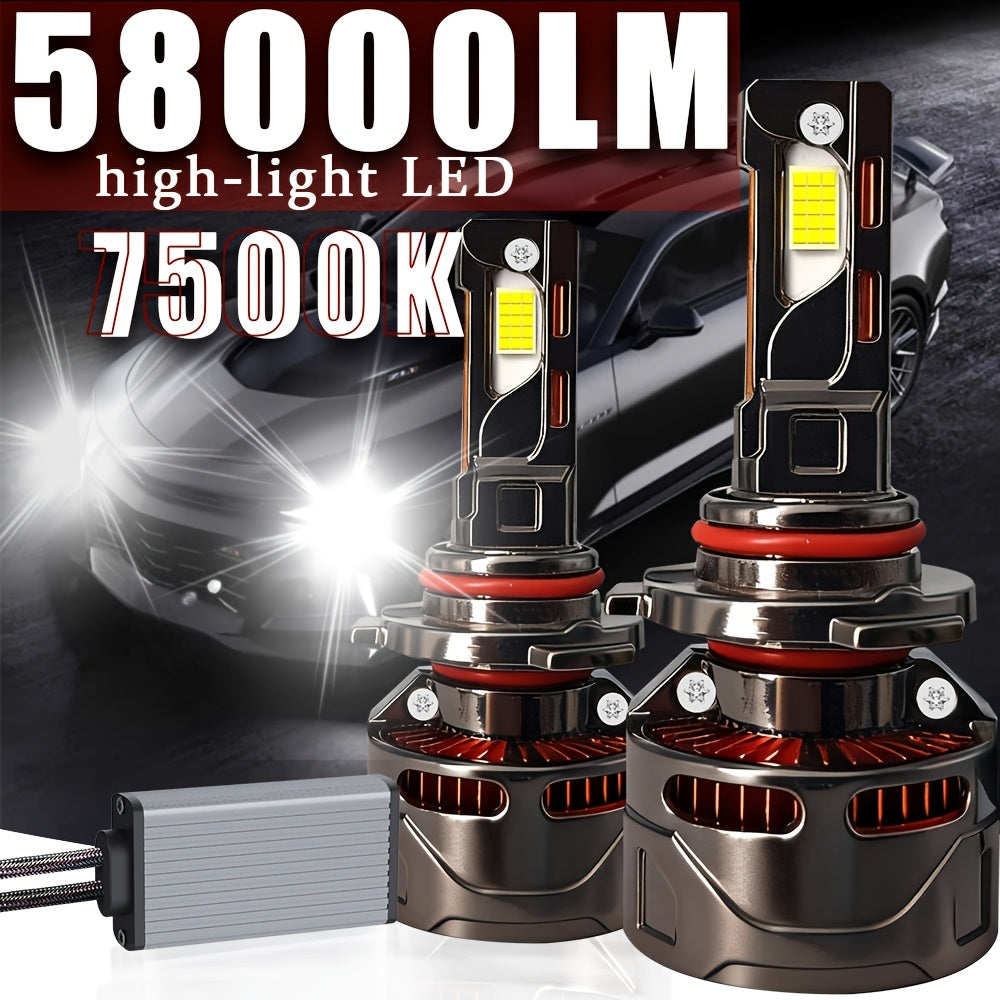 2 Pcs LED Car Headlight Bulbs, 4/9003/HB2 H7 H11/H9/H8 9005/HB3 9006/HB4 9012/HIR2 H1, LED Light 12V Universal, 58000 Lumens, 9570 CSP Chip, for Motor Vehicles, No Battery Needed - B28