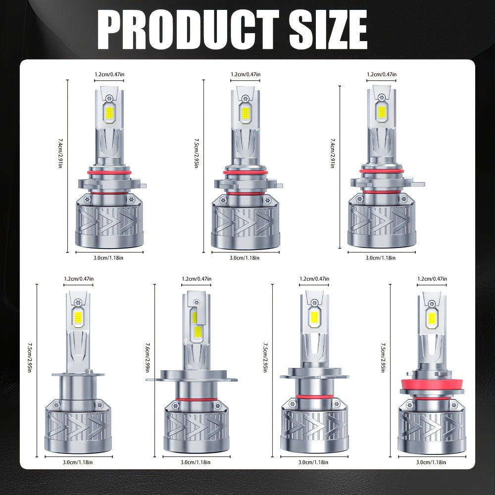 2-Pack H4 LED Headlight Bulbs, Compatible with H1, H4, H7, H11, 9005/HB3, 9006/HB4-O124 Sockets, High Power Design, CAN Bus Error-Free, High/Low Beam Dual Mode, 60,000 Lumens Brightness, 900% High Brightness