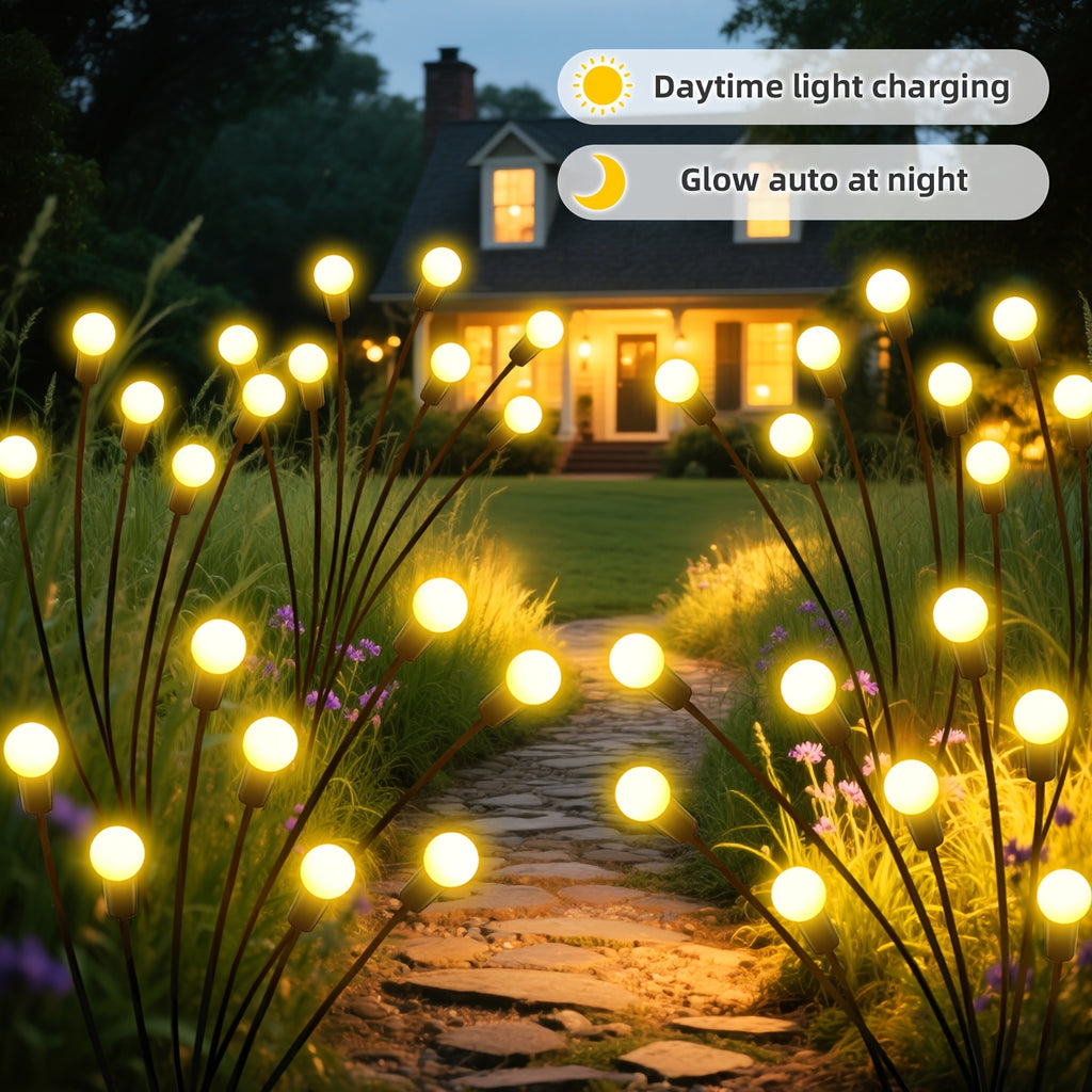 4 Pack Solar Outdoor Lawn Light, 32 LED Twinkling Firefly String Light, Upgraded 12 Twinkling Modes, Perfect for Garden, Courtyard, Lawn, Pathway, Wedding, Party, Easter and Festival Decoration