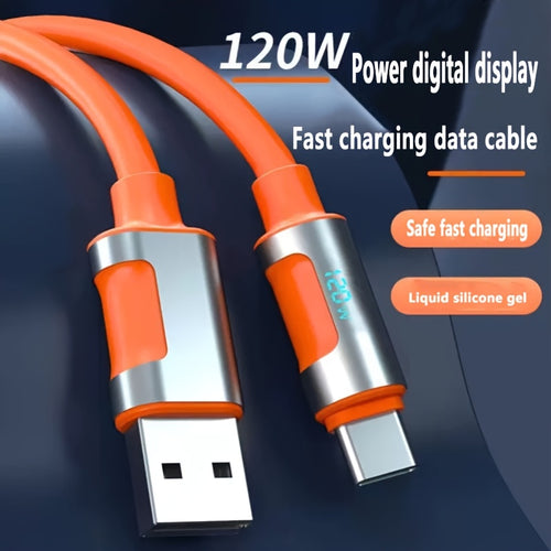 120W Orange Ultra Fast USB to Type-C Charger, Available in 3 Lengths - Delivers Up to 6A Power, Featuring a Durable Orange Silicone Cable, Ideal for Laptops And Tablets, Providing Quick Charging for Phones And Tablets
