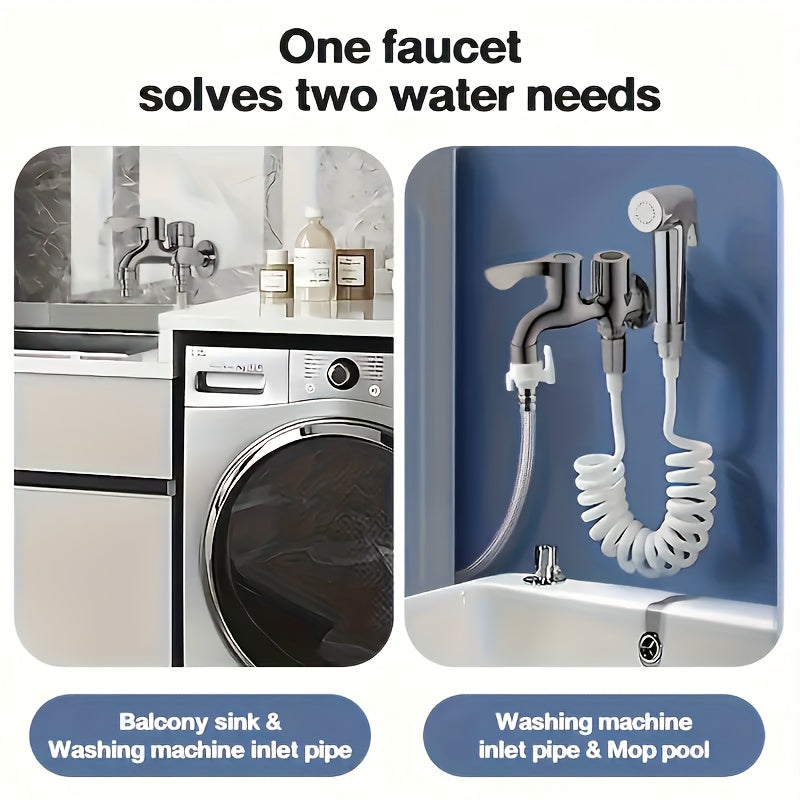 1pc 304 Stainless Steel Single-Outlet Faucet - Multi-Function Washing Machine Tap, for Connecting Washing Machine, Bathroom Extension, Bathroom Hardware
