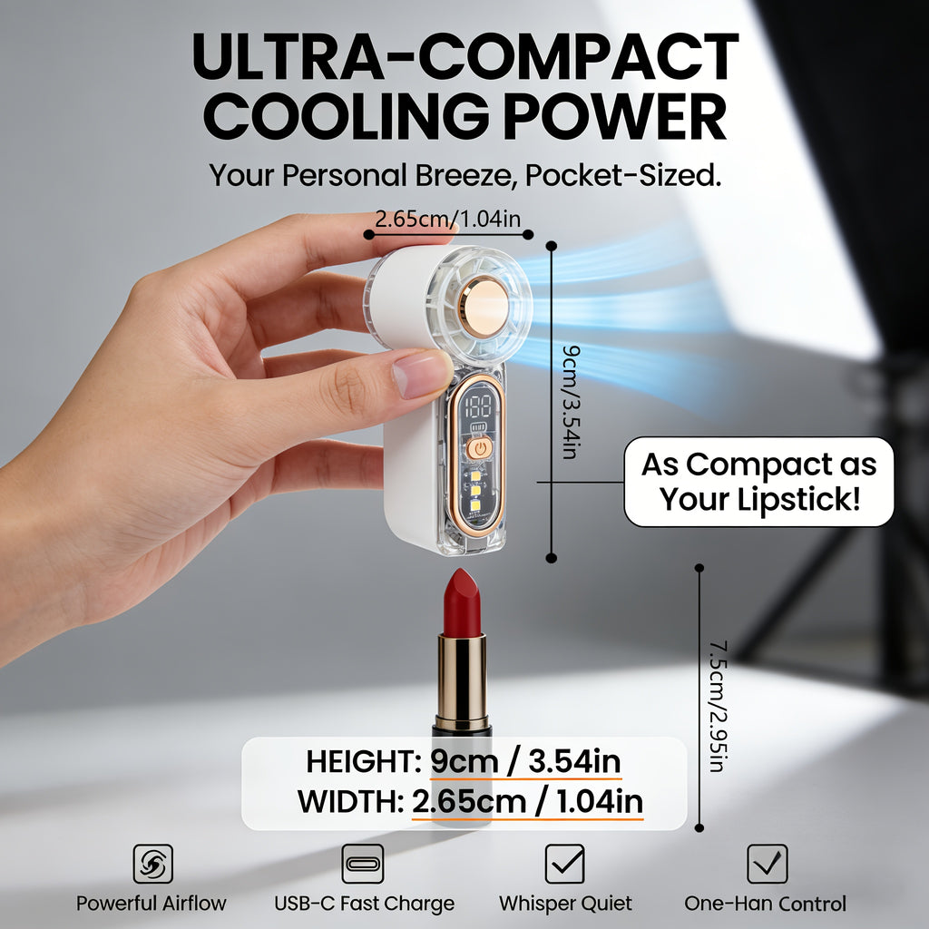 Ultra Quiet Mini Fan, Low Noise Operation, Ultra Long Battery Life, Pocket Size Portable Fan, Perfect for Dormitory, Classroom, Library