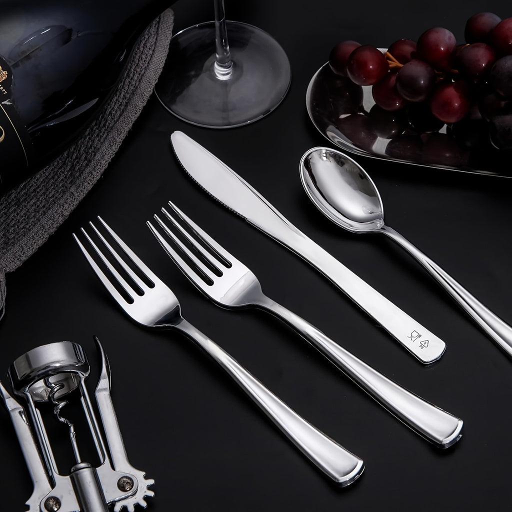 300-Piece Gold Cutlery Set, Heavy-Duty Golden Spoon &amp; Fork Set – Includes 100 Forks, 100 Spoons, 100 Knives – Perfect for Parties, Weddings &amp; Daily Use
