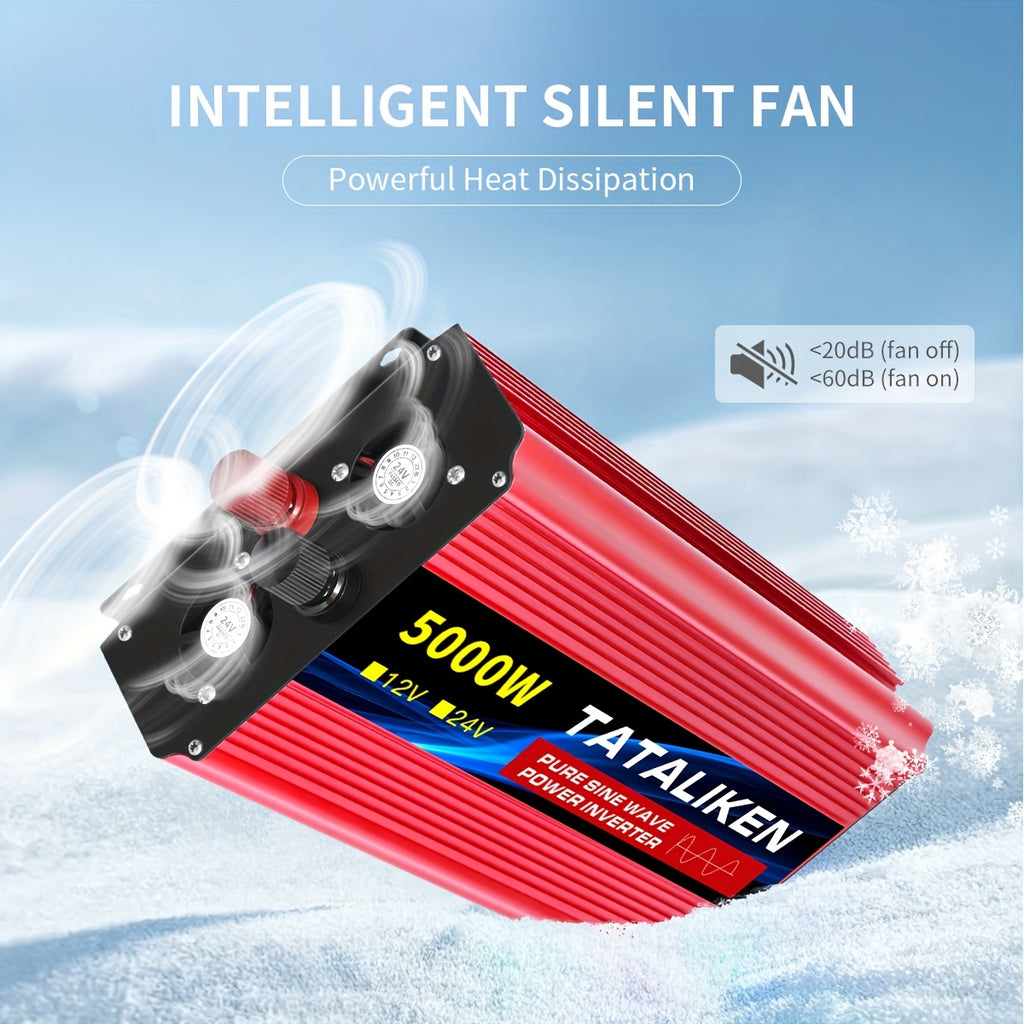 便携式4000W/5000W（峰值）纯正弦波电源逆变器带LED显示屏 12V直流转110V交流60Hz 适用于汽车、房车、卡车、露营 美国插头