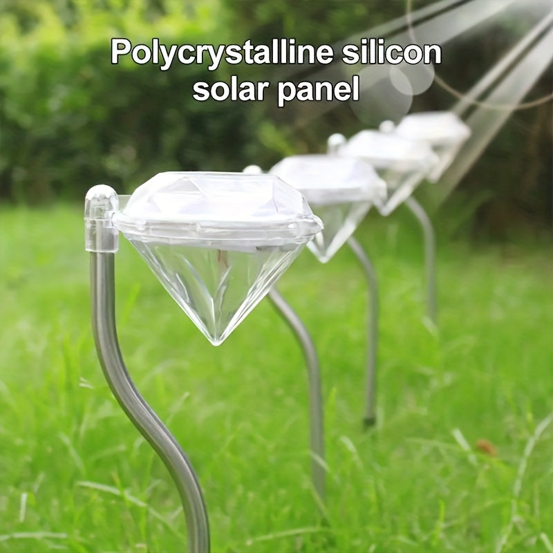 Cowin 4/8/12-Head Solar Courtyard Light with Auto Sensor, Diamond-Shaped White LED Solar Landscape Post Light, IP44 Outdoor Decorative Light, Suitable for Lawn Pathways, Courtyard Walkways