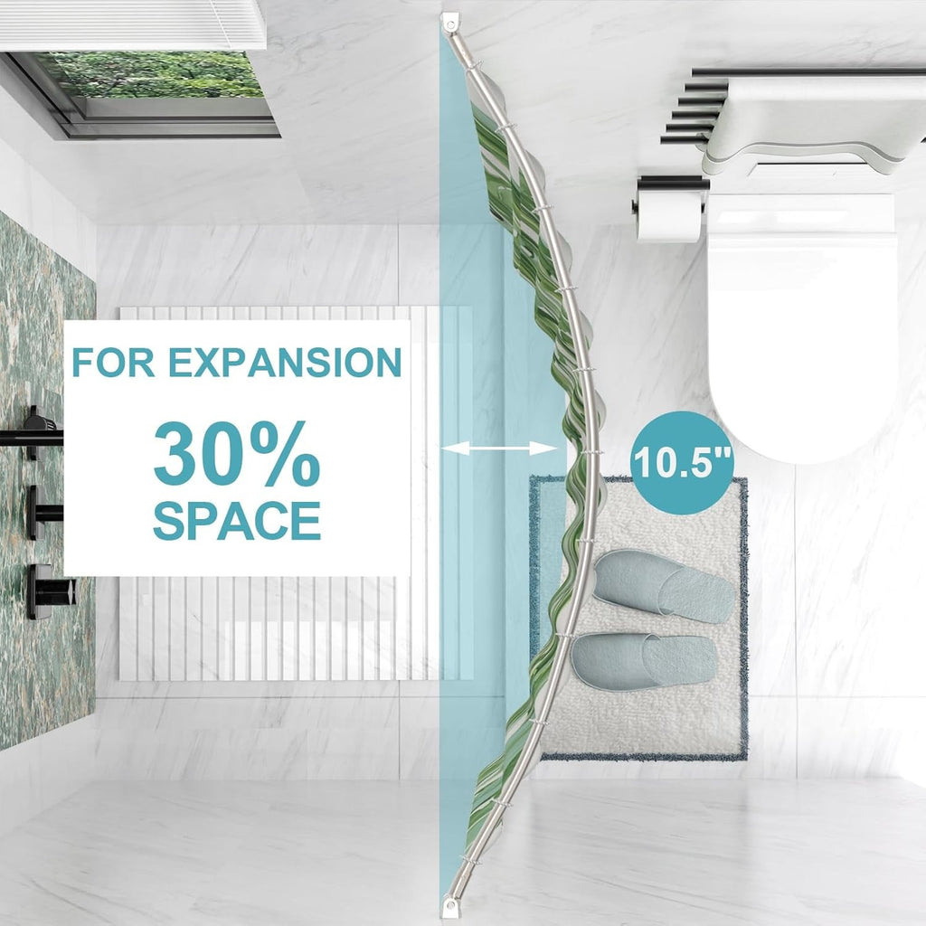 Curved Arched Shower Curtain Rod 43-72 Inch Adjustable - Rustproof Aluminum Round Shower Rod for Bathroom, Bathtub & Shower - Elegant Brushed Nickel Finish