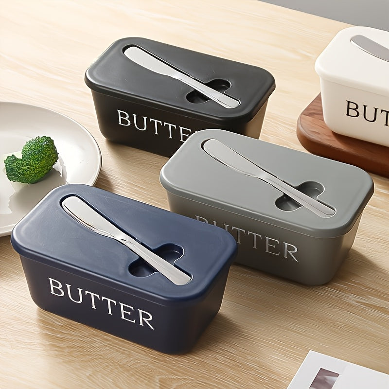 Premium Food Grade PP Butter Box with Cutter - Large Capacity Durable Easy Clean Countertop Butter Storage Container, Household Fresh Keeper, Streamlined Design Long Lasting