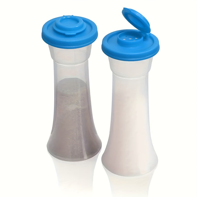 2 Extra-Large Salt & Pepper Shakers, Moisture-Proof Salt Collector – Perfect for Camping, Picnic, Outdoor Kitchen, Lunch Box, Travel – Clear Spice Jars with Red Lids – Plastic Airtight Spice Dispensers, BBQ Seasoning Shakers, Powder Dispensers