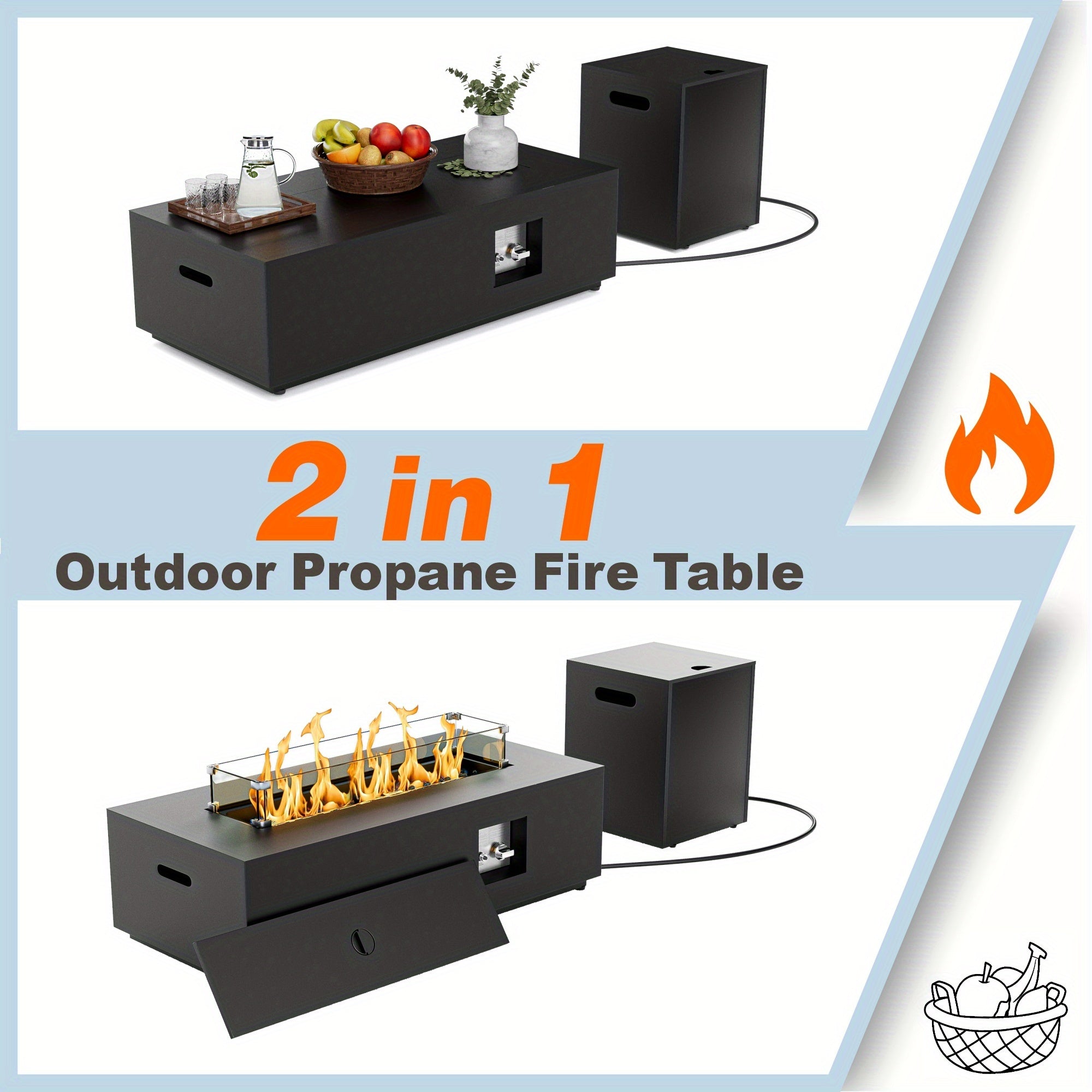 42-Inch Propane Fire Pit, 50,000 BTU, Outdoor Propane Fire Pit, Patio Propane Fire Pit, Outdoor Fire Table