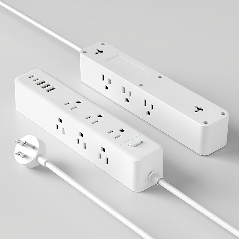 14-in-1 Black Power Strip with 9 Outlets, 3 USB Ports, 2 USB-C Ports, 5/10ft Extension Cord, Flat Plug, Wall-Mountable, Overload Protection, Power Socket Surge Protector - Suitable for Desktop Charging In Homes And Offices