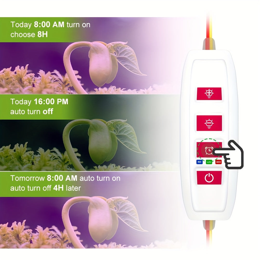 LED Full Spectrum Plant Light Strip, 5V USB Powered Indoor Grow Light, Sunlike Hydroponic Supplement Lamp, 4/8/12H Timer, 5 Dimmable Levels, Red Blue UV/IR Light, Ideal for Greenhouse Tent, Vegetable, Flower, Succulent, Seedling, Fruit, Cactus