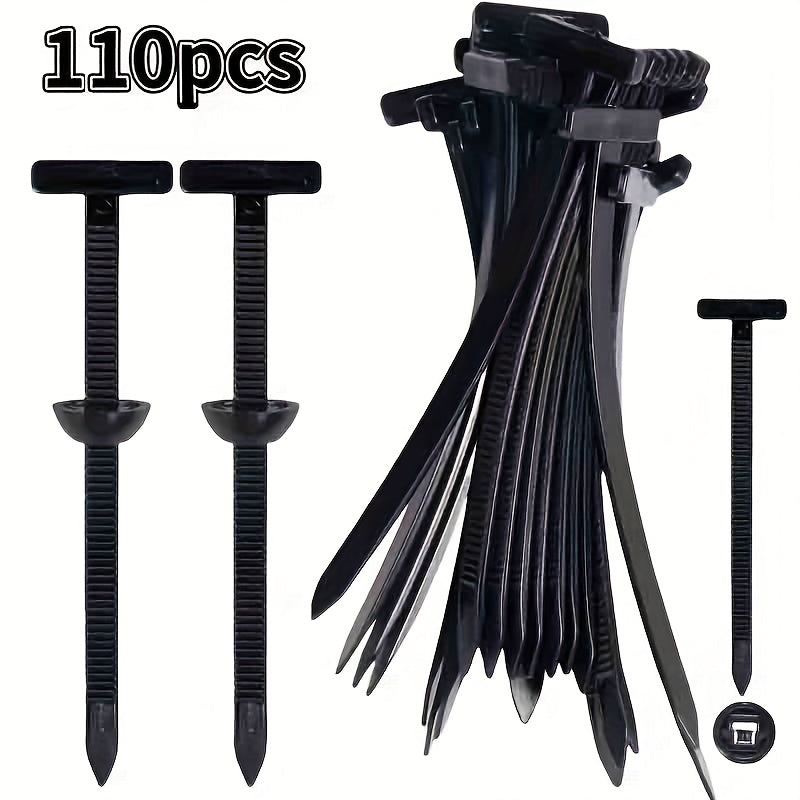 20PCS/110PCS Durable Self-Locking Nylon Cable Ties with Black Plastic Zipper Head - High Strength UV Resistant Fastener, Multi-Purpose Organizer for Auto Repair, Home, and Outdoor Use