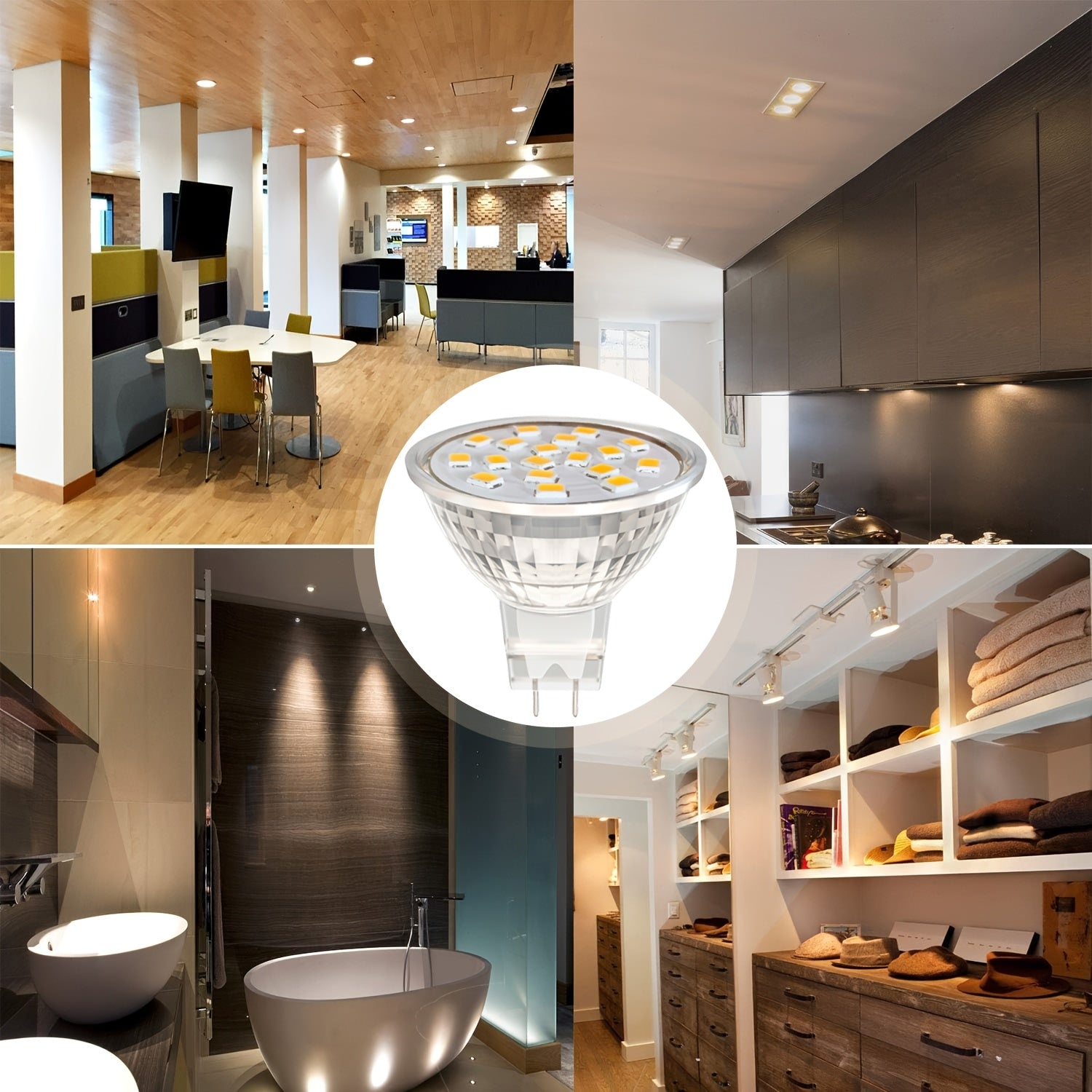 6-pack GU4 MR11 3W LED spotlight, replaces 20W 30W halogen reflector, warm white 3000K, 300 lumens, AC/DC 12V-24V, non-dimmable, 120° beam angle, suitable for wardrobes, living rooms, kitchens, hallways, shops, schools