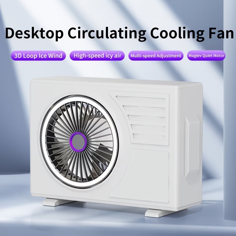 Portable Desktop Cooling Fan, Desktop Air Circulation Fan, 5 Speed Levels, USB Type-C Rechargeable, Quiet Personal Fan for Home, Office, Bedroom and Outdoor Use