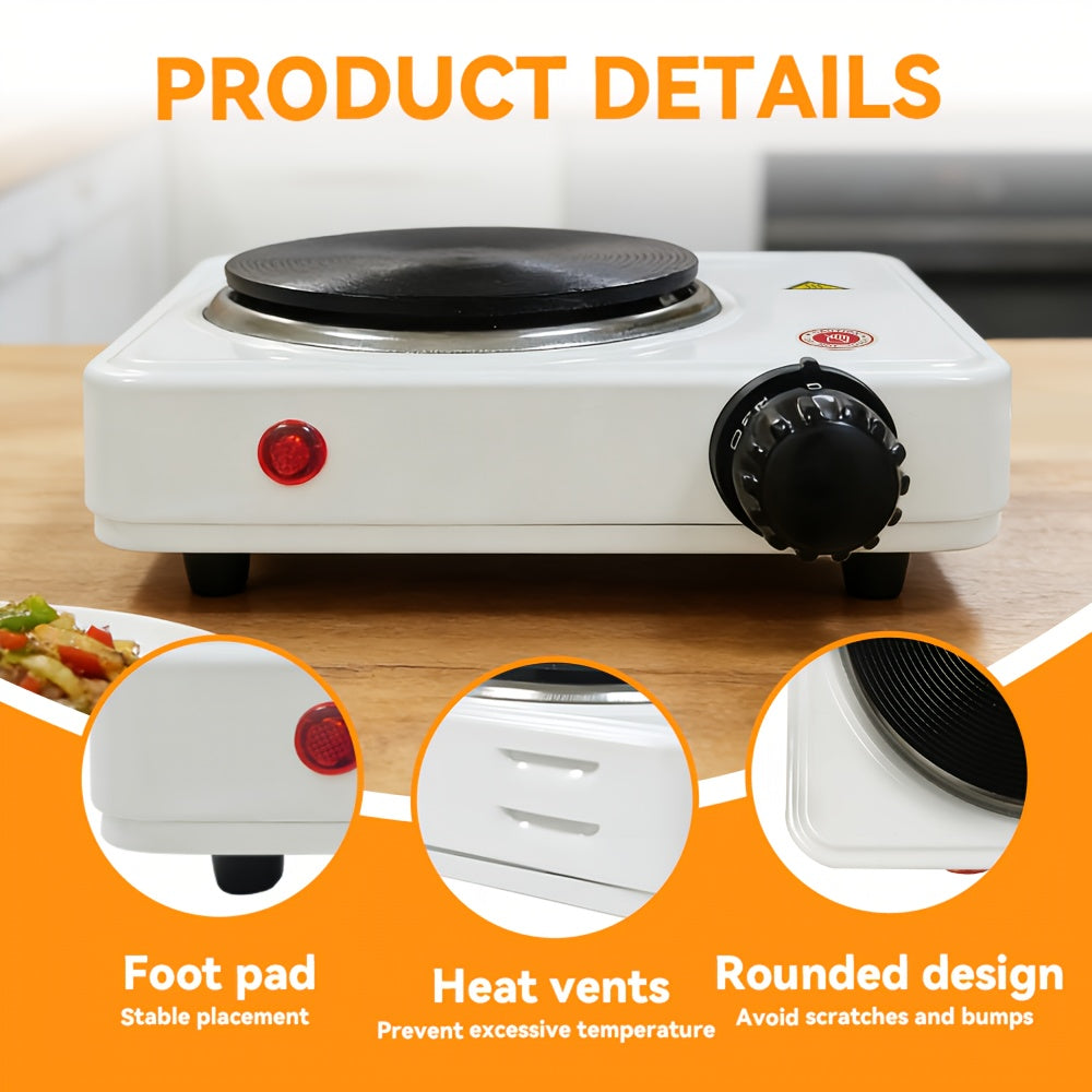 US Standard Desktop Electric Hot Plate, 5 Adjustable Temperature Settings with Precise Control, Space-Saving & Efficient Rapid Heating, Compact for Desktop, Home & Camping Dual Use – Small Footprint
