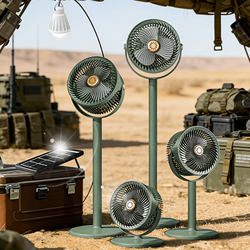 USB Charging Home Standing Fan, Solar Standing Fan, Outdoor Solar Charging Electric Fan, Retractable Floor Fan, Long Lasting Durable Fan, Perfect for Home Living Room and Outdoor Camping