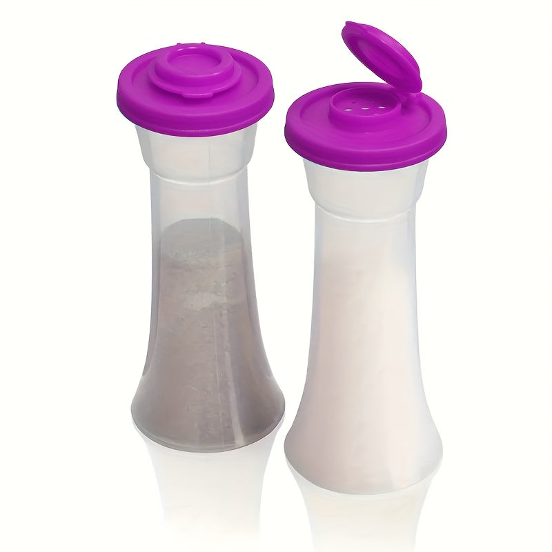 2 Extra-Large Salt & Pepper Shakers, Moisture-Proof Salt Collector – Perfect for Camping, Picnic, Outdoor Kitchen, Lunch Box, Travel – Clear Spice Jars with Red Lids – Plastic Airtight Spice Dispensers, BBQ Seasoning Shakers, Powder Dispensers