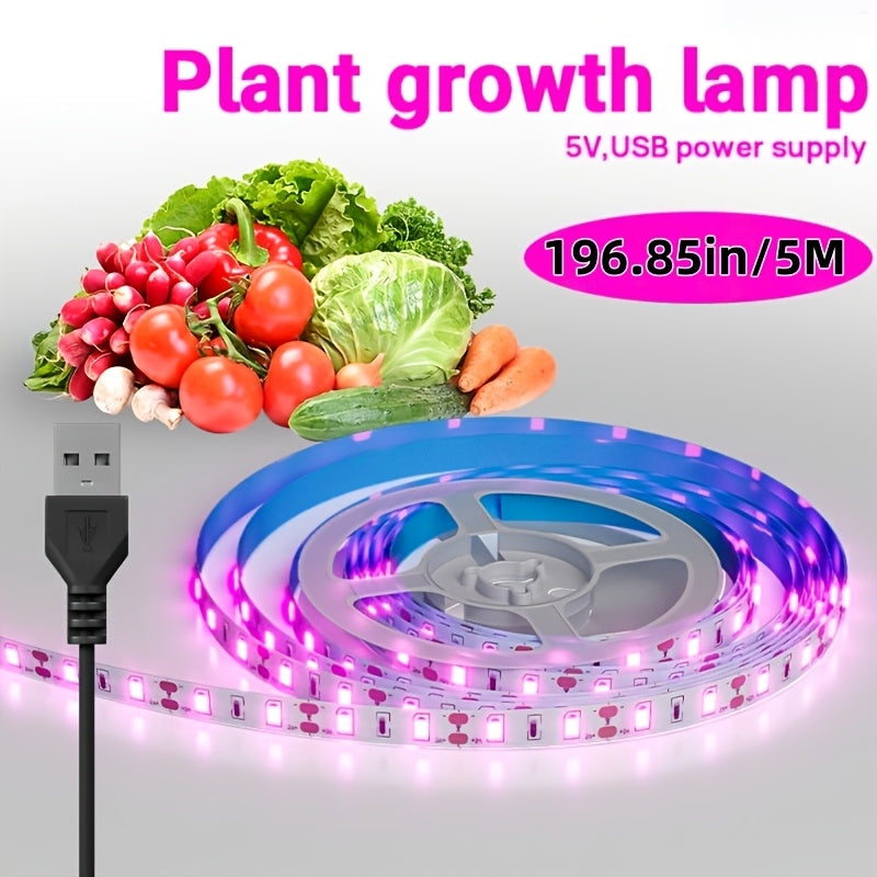 Smart Full Spectrum LED Grow Light Strip, USB Powered Indoor Plant Grow Lamp for Seedlings, Houseplants & Greenhouse Horticulture