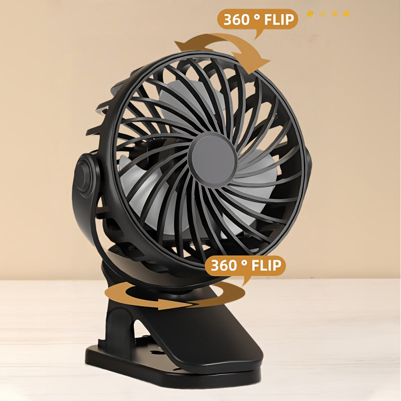 Clip-On Desktop Fan, Low Noise Powerful Airflow, Strong Clip for Firm Fixing, Stylish Portable Cooling Design, High-Quality Mini Personal Fan for Bedroom and Office