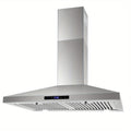 30-Inch Wall-Mounted Range Hood, 450 CFM Ventilation, Touch Control, Stainless Steel Design, LED Lighting, 3-Speed Fan, Available in Black and Silver