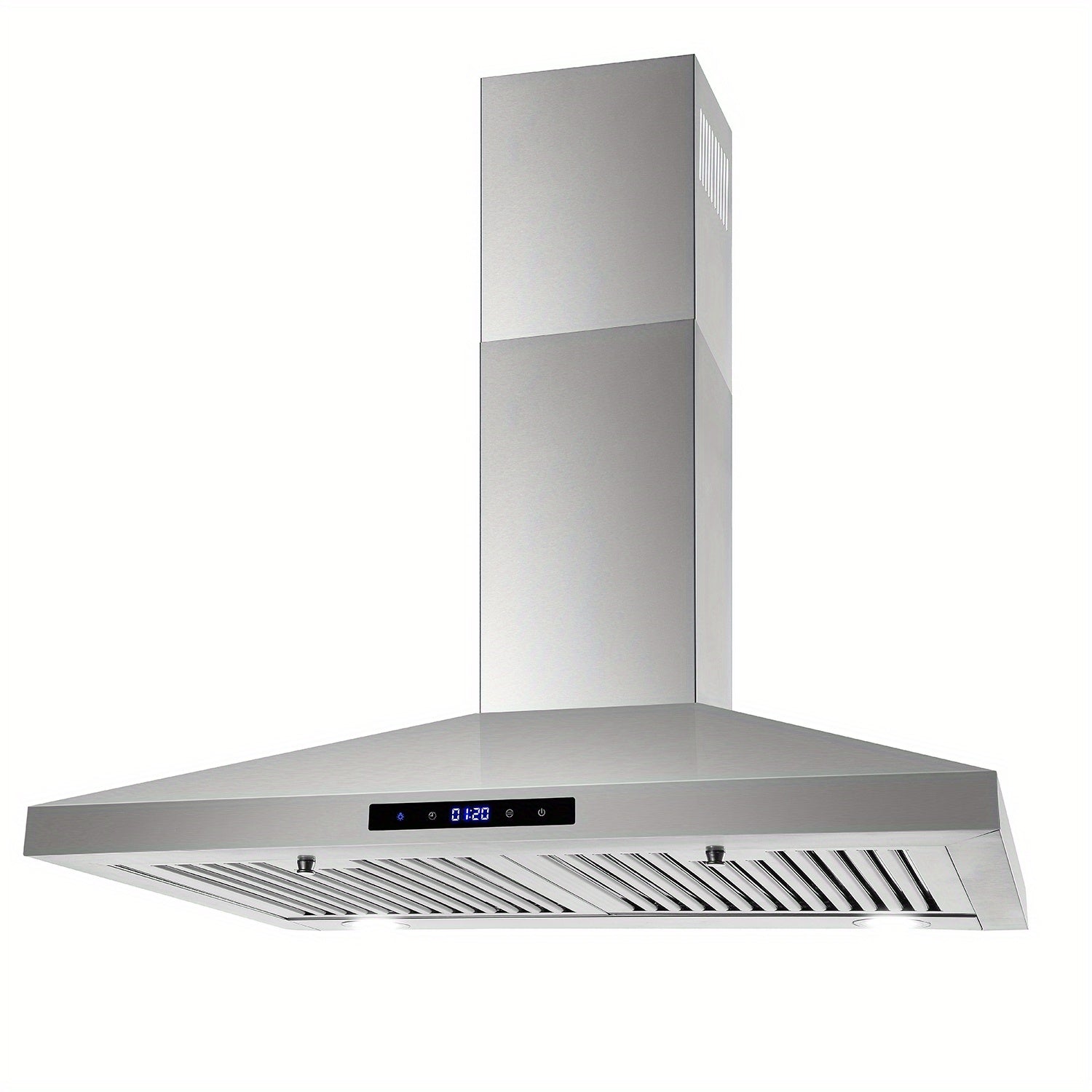 30-Inch Wall-Mounted Range Hood, 450 CFM Ventilation, Touch Control, Stainless Steel Design, LED Lighting, 3-Speed Fan, Available in Black and Silver