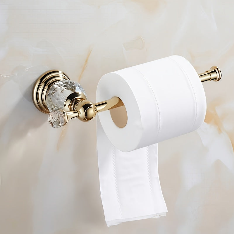 1pc Crystal Toilet Paper Holder & Stainless Steel Towel Rack - Wall Mount Tissue Holder, Creative Wall Décor Shelf, Luxury Bathroom Accessory, Easy Install for Bathroom, Bedroom & Living Room