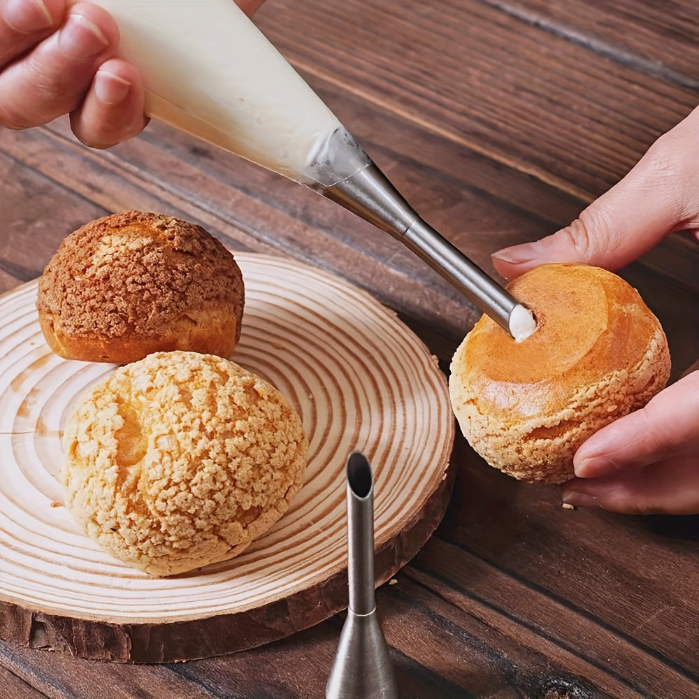 1 or 2 Pack Stainless Steel Cream Puff Nozzle – Cake & Choux Pastry Cream Decorating Tip, Filling Injector Nozzle for Cream Cakes