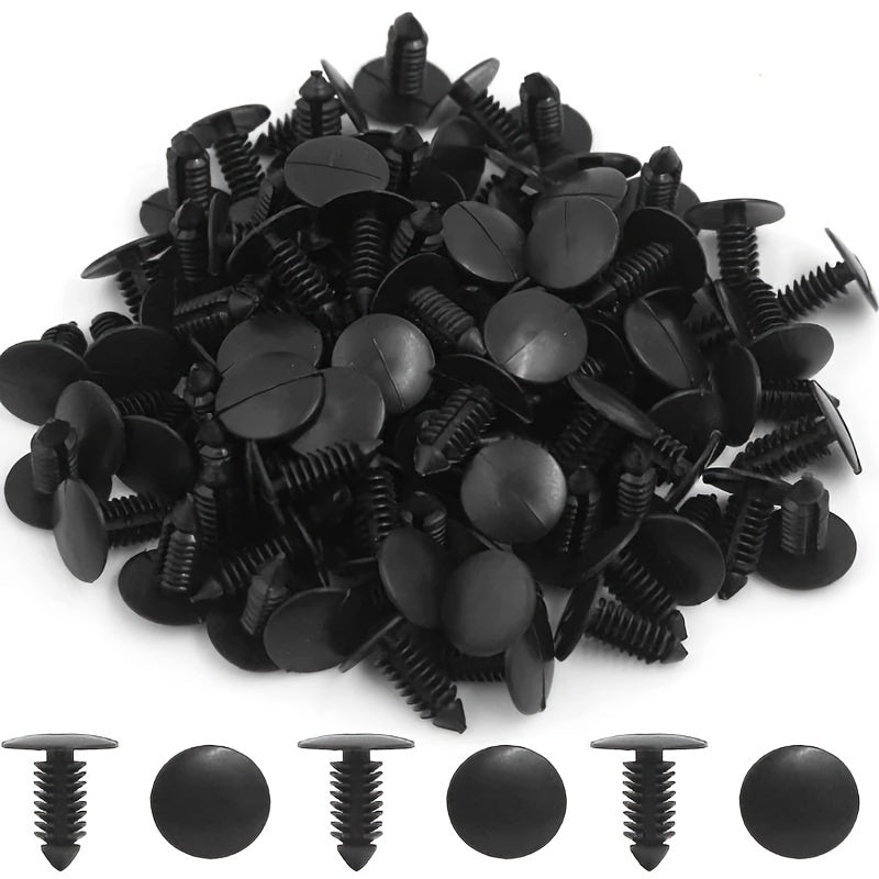 50/100-Pack 8mm Auto Plastic Barbed Christmas Tree Rivet Clips – Plastic Push Retainer Rivets, Bumper Clips, Fender Clips for GM & Ford