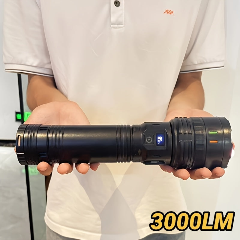 Super Bright High Lumen Telescopic Tactical Flashlight, USB Rechargeable, 3000 Lumen, 3600mAh, IP44 Waterproof, Ideal for Outdoor, Camping, Adventure, Fishing, Patrol, Home Use and Gift