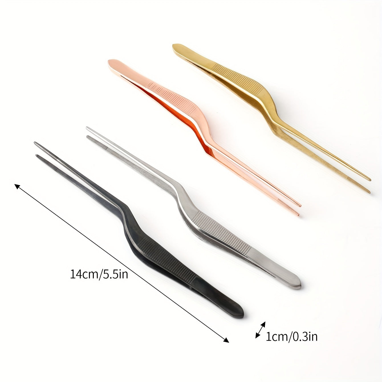 1PC/4PCS Cake Decorating Tweezers, 430 Stainless Steel Molecular Cuisine Plating Tongs, Chef Kitchen Plating Decor Tools