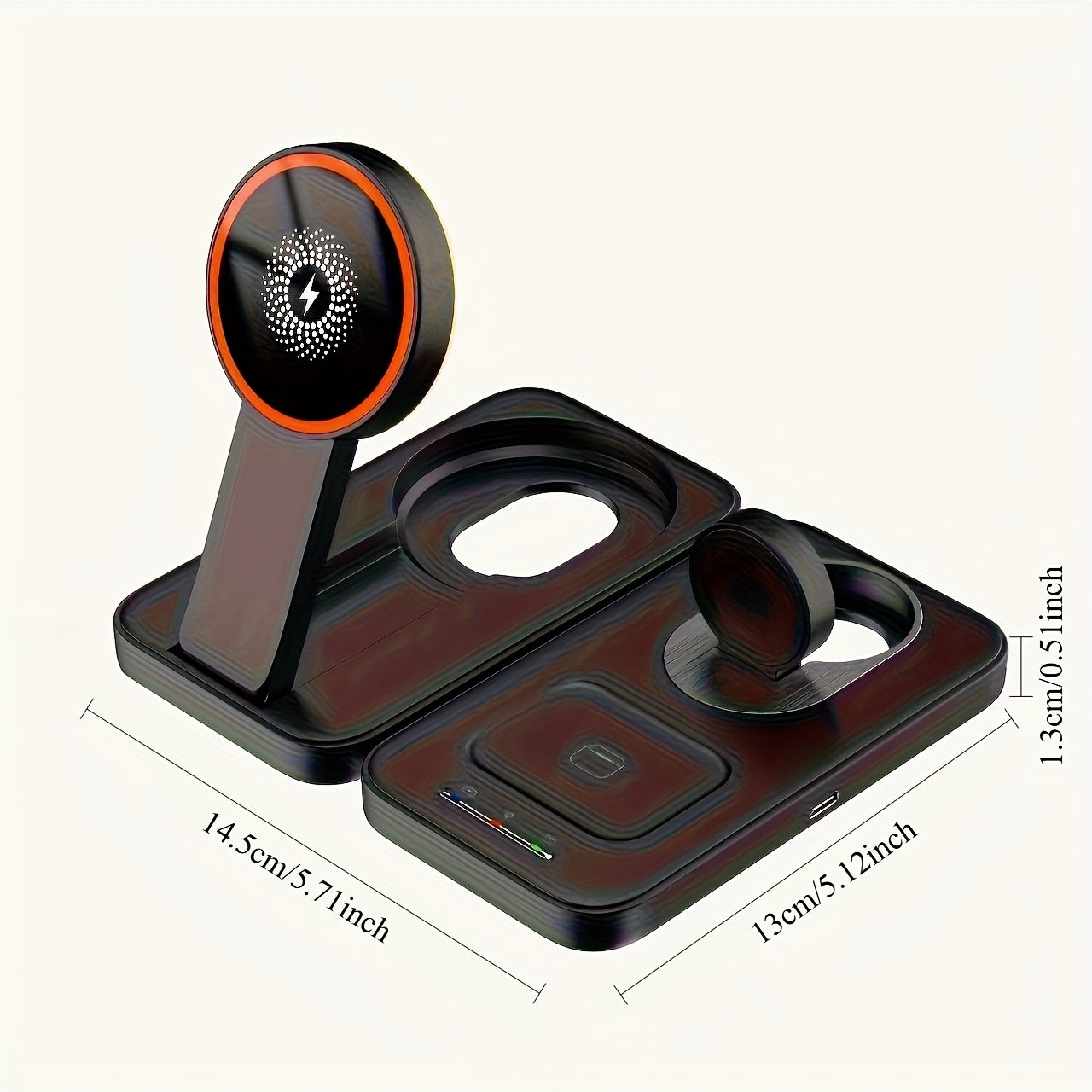 4-in-1 Foldable Magnetic Wireless Charger, No Battery Included, Suitable for Phones 15W, Earbuds 5W, for iWatch 2.5W, Compatible with All Magnetic Models 12-16 Series, Magnetic Earphone Series, Suitable for AirPods 2/3/Pro, Suitable for iWatch Series 2-9,