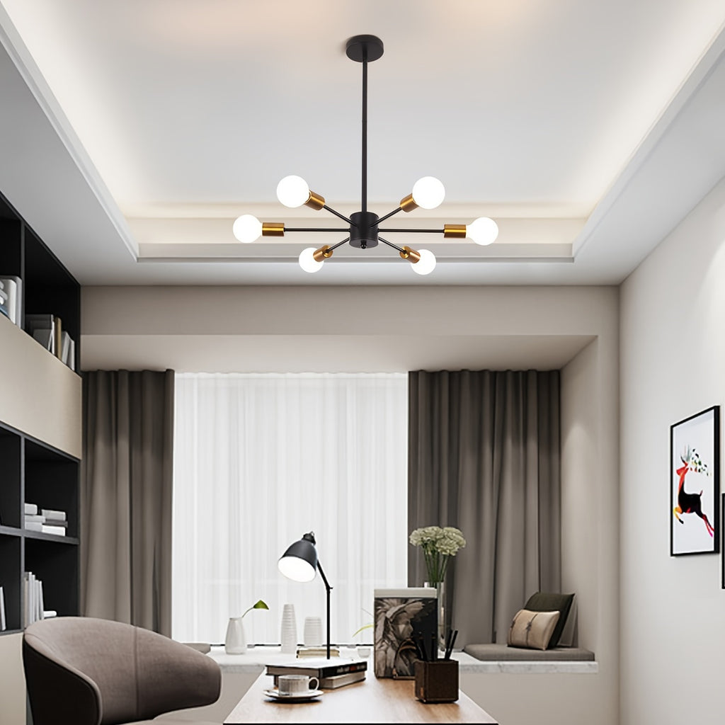 Enncll 10-Light Semi-Flush Mount Ceiling Light, Mid-Century Style, Black Ceiling Light, Modern Pendant Kitchen Light, Ceiling Light & Dining Room Light, Suitable for Bedroom, Entryway, Hallway, Living Room Modern Light