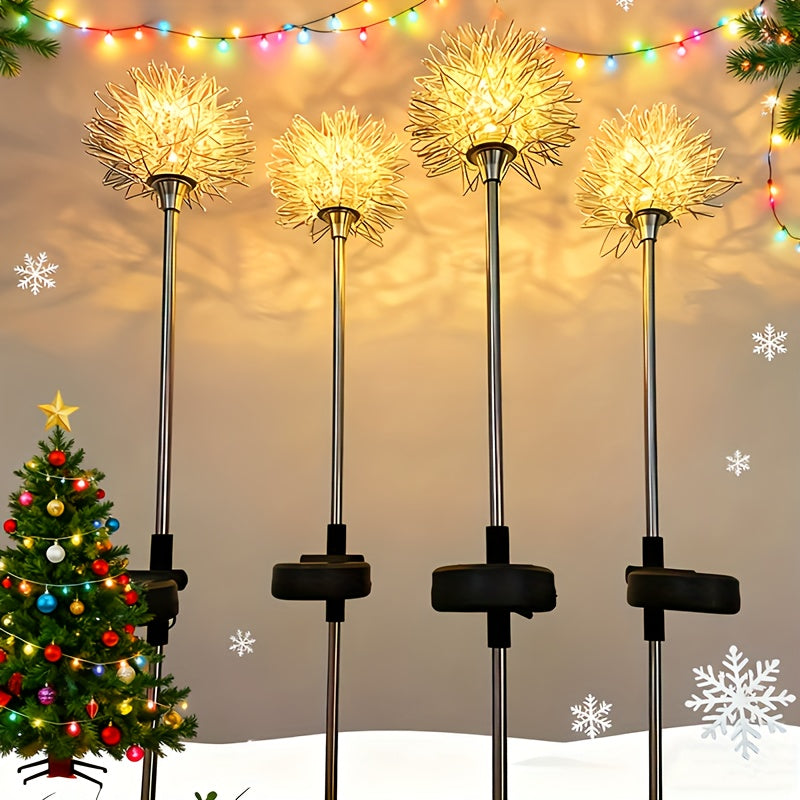 2-Piece [2025 New] Dandelion Solar Garden Light Outdoor LED Landscape Light, Courtyard Path Flower Bed Patio Lawn Decorative Solar Flower Light, Christmas Decoration