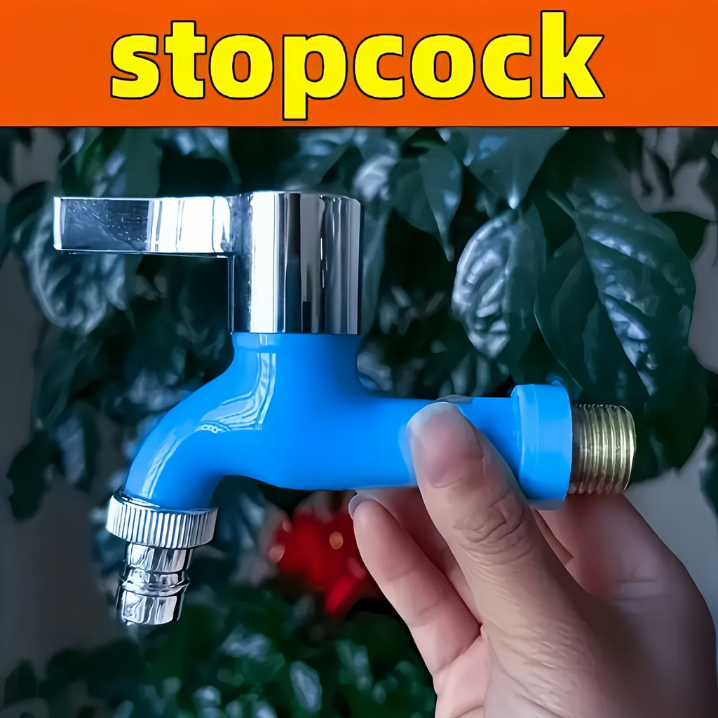1pc Plastic Washing Machine Faucet - Wall Mount, Single Cold Water, Kitchen & Bathroom Connector, Outdoor Frost-Proof Tap with Diverter