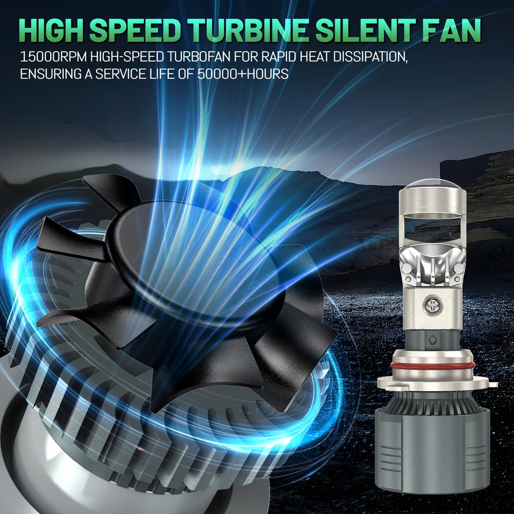 2个装 H7 H4 H11 LED 投影镜头大灯套装，兼容 H8 9005 9006 HB3 HB4 汽车灯泡，采用 6000K Canbus Turbo 高功率迷你汽车/摩托车灯，用于雾灯，不含电池