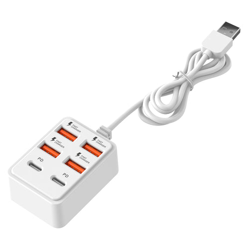 1pc of a 4/6 Port High-Speed USB Charging Station, a Multi-Device Fast Charging Hub Compatible with Laptops, Tablets, And Phones, a Power Conversion Partner for Rvs, a Desktop Wall-Mounted Charger, And a Smart Dual-Socket Distribution