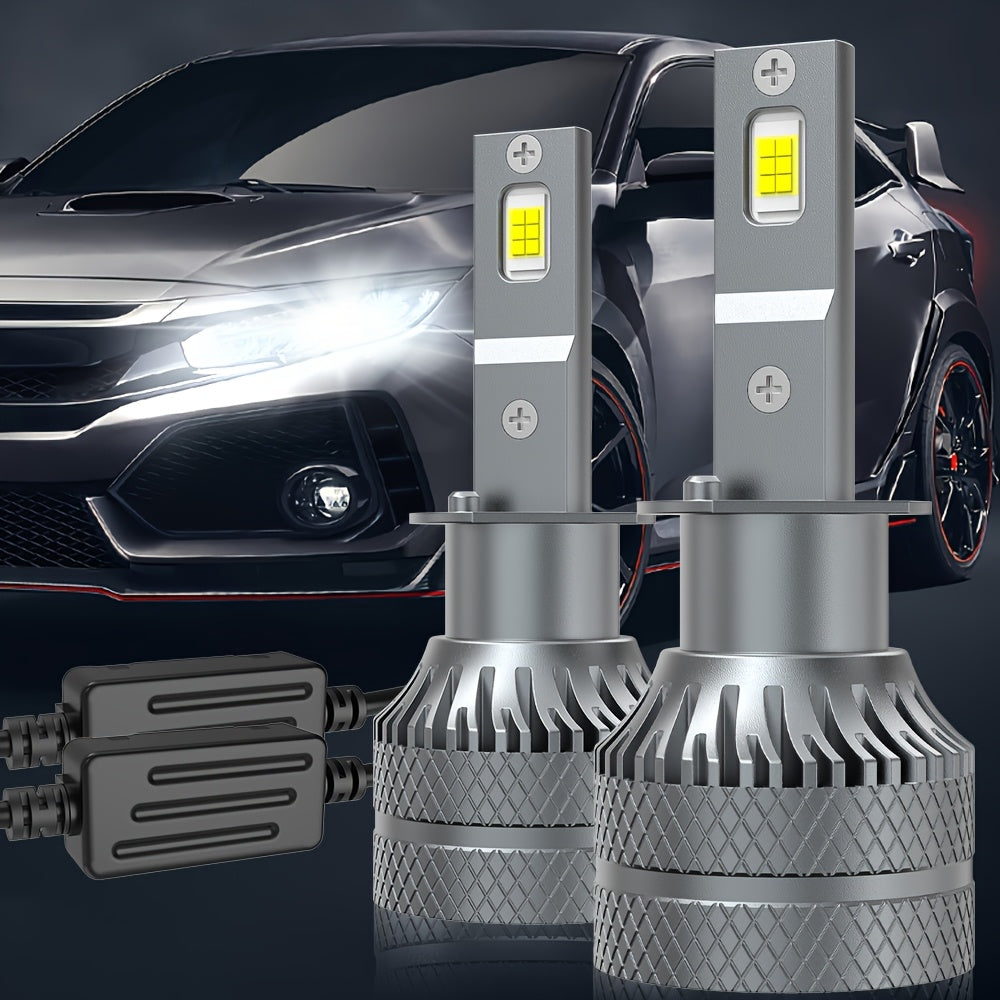 2-Pack Car LED Headlight Bulbs, Providing 29,400 Lumens, 220 Watts, and 6500K Cool White Color Temperature. Compatible with H1, H4, H7, H18, H8, H9, H11, H16, 9005, 9006 and 9012 Sockets, No Battery Included
