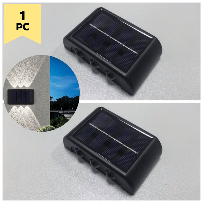 6LED Adjustable Solar Wall Washer Light, Up and Down Adjustable Convex Mirror Wall Light / Warm Light, Outdoor Landscape Light, Villa Lighting | Architectural Lighting, Courtyard Beautification | Villa Exterior Wall Art Wall Washer Light
